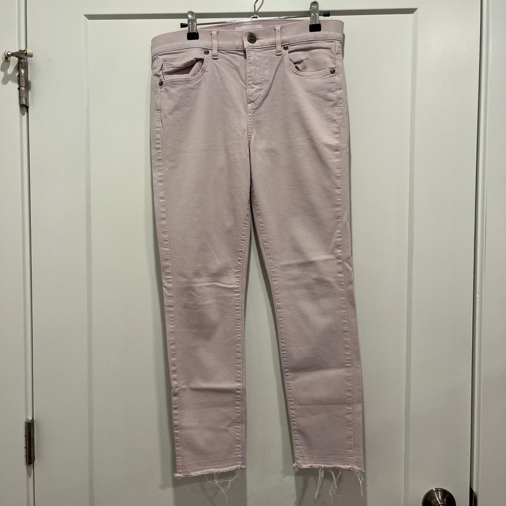 LOFT Modern Skinny Crop Jeans Blush Pink Raw Hem Size 4 27